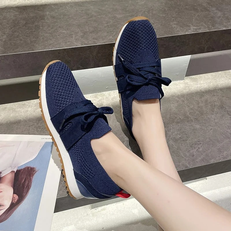 GS Knit Slide | Ademende mesh instap sneakers met veters voor dames