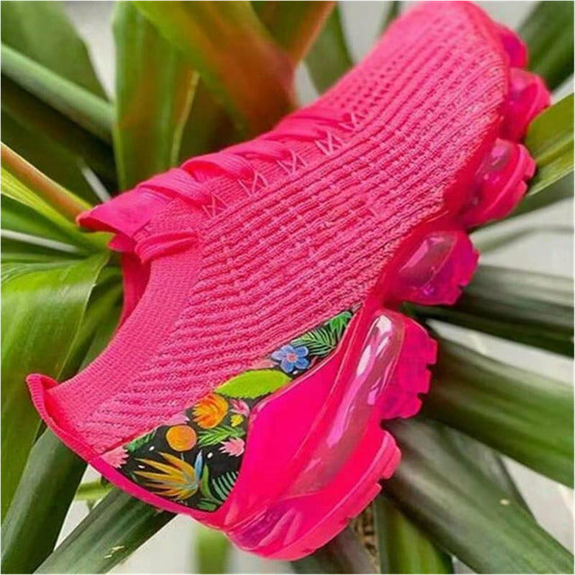 GS Gym Pro | Opvallende mesh sneakers met air zool en bloemenprint hak voor dames