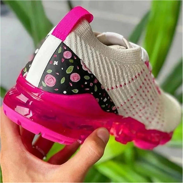 GS Gym Pro | Opvallende mesh sneakers met air zool en bloemenprint hak voor dames