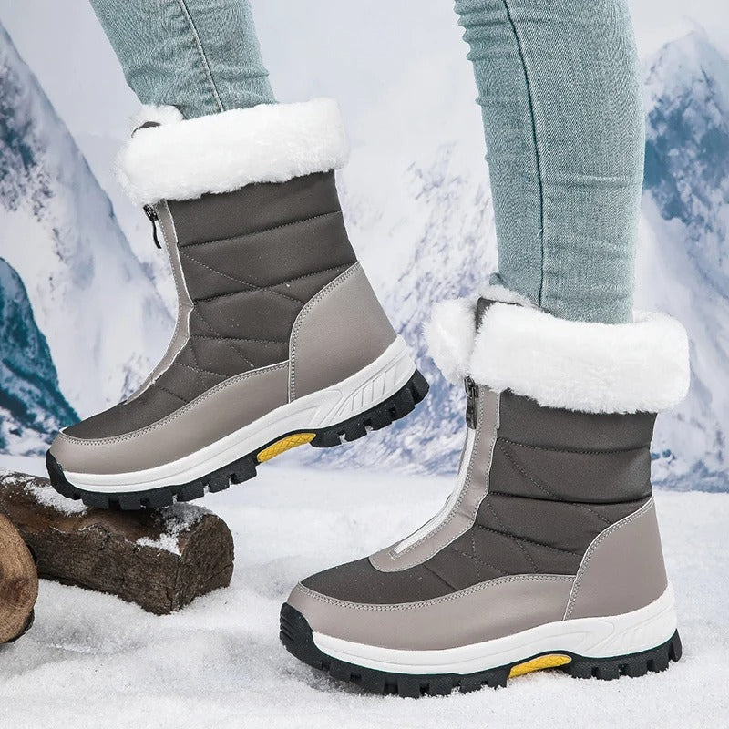 GS Winter Fur Luxe half hoge snowboots met rits an bonten rand voor