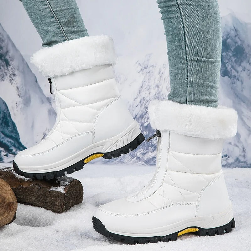 GS Winter Fur | Luxe half hoge snowboots met rits an bonten rand voor dames
