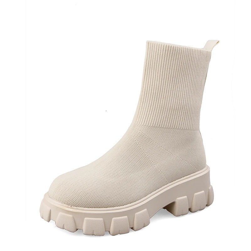 GS Knit Boot | Comfortabele geweven laars met dikke zool voor dames
